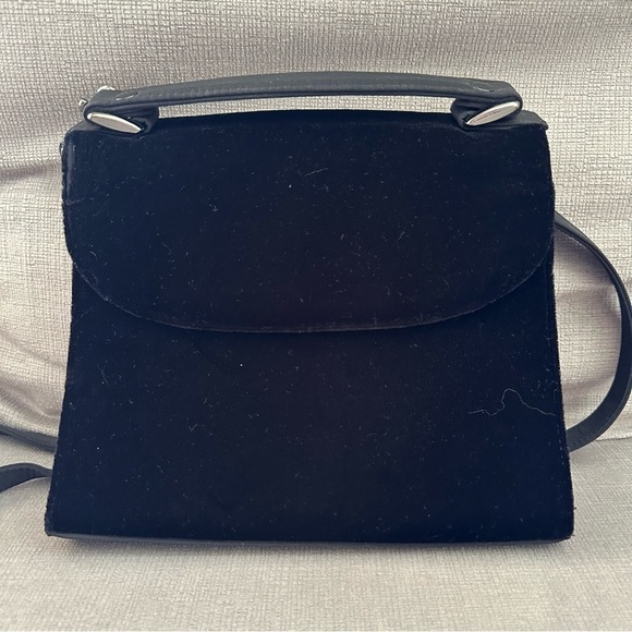 Vintage 1990s velvet evening bag Black Clutch Crossbody Bag - Picture 1 of 9